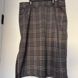 Nine West Plaid Pencil Skirt - Black, Cream, Pink